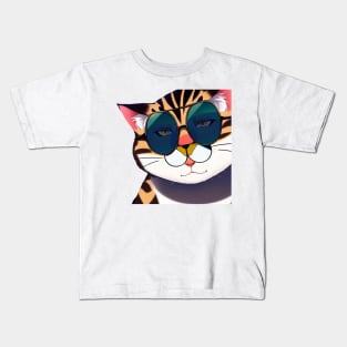 Meme Cat Funny With Sunglasses Sticker Kids T-Shirt